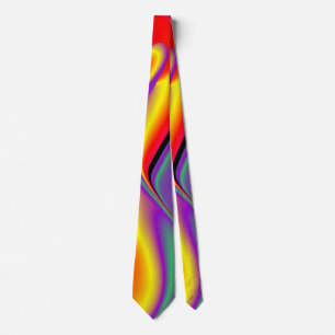 The Magic of Colors , Abstract 3D Rainbowart Neck Tie