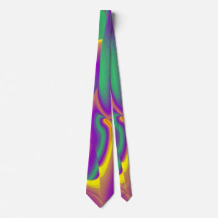 The Magic of Colors , Abstract 3D Rainbowart Neck Tie