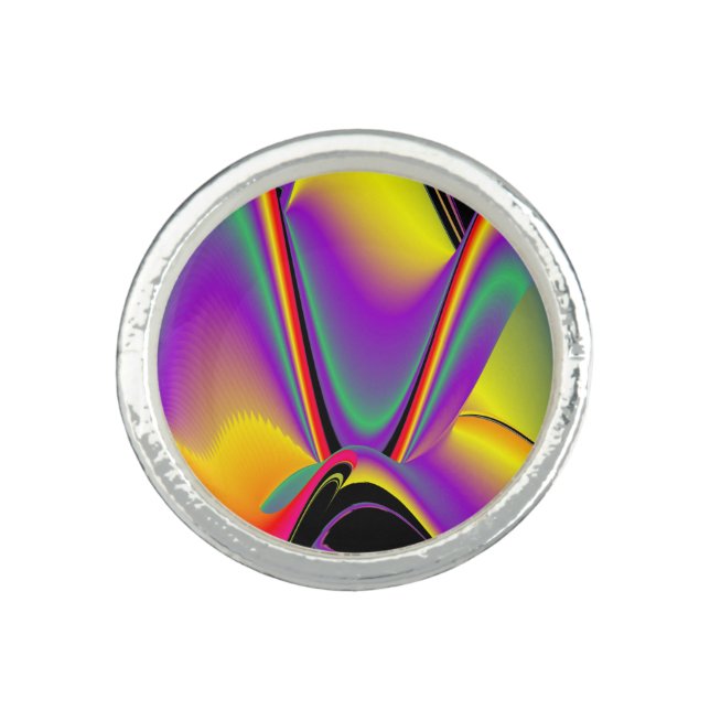 The Magic of Colors , Abstract 3D Rainbowart Ring (Front)