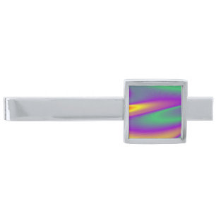 The Magic of Colors , Abstract 3D Rainbowart Silver Finish Tie Bar