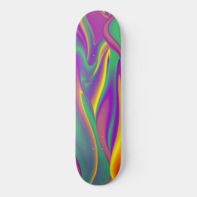 The Magic of Colors , Abstract 3D Rainbowart Skateboard (Front)