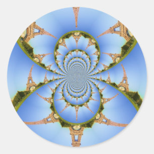 The Magic of Paris: Geometric Eiffel Tower Design Classic Round Sticker