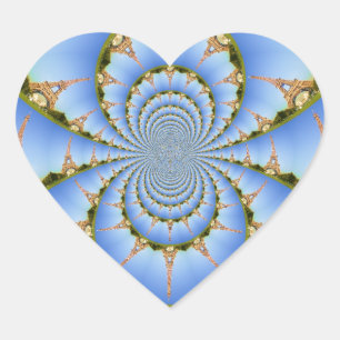 The Magic of Paris: Geometric Eiffel Tower Design Heart Sticker