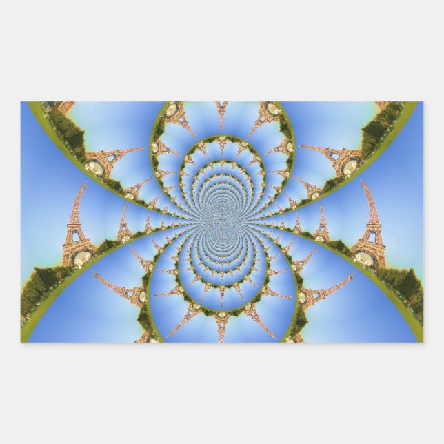 The Magic of Paris: Geometric Eiffel Tower Design Rectangular Sticker (Front)
