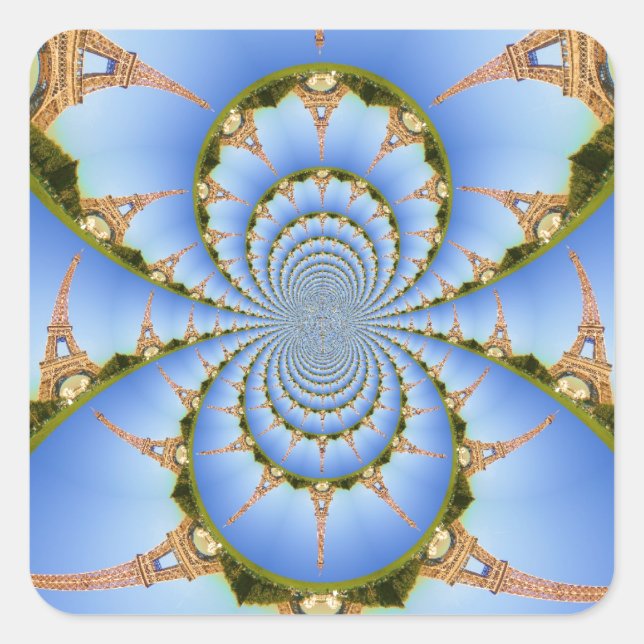 The Magic of Paris: Geometric Eiffel Tower Design Square Sticker (Front)