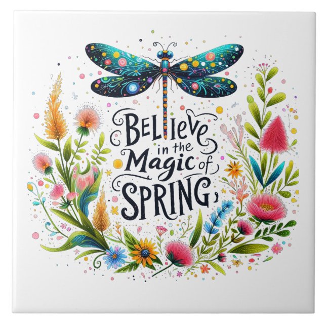 The Magic of Spring floral Ceramic Tile (Front)