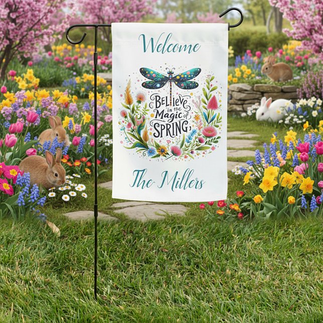 The Magic of Spring floral personalized Garden Flag (Creator Uploaded)