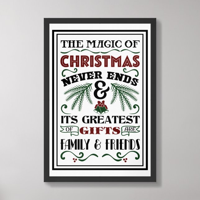 The magic of the Christmas never ends sign (Framed Front)