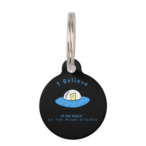 The Magic Of The Meow_Niverse  Cat Flying on UFO Pet ID Tag