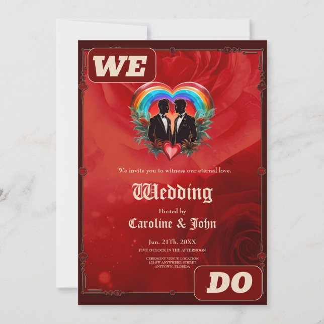 The magic of the moment: elegant gay silhouettes.  invitation (Front)