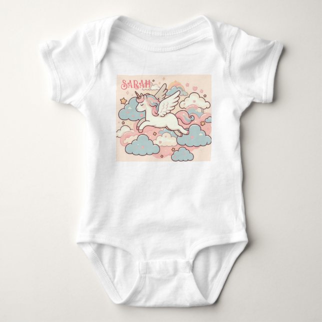 The Magic of Unicorns (Customize with Name) Baby Bodysuit (Front)