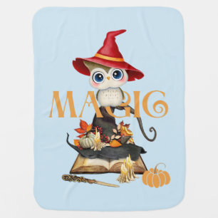 The Magic Witch Owl Fall Halloween Themed Baby Blanket