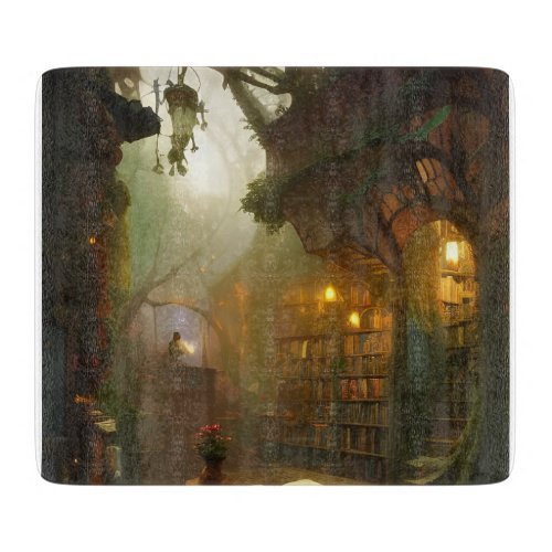 The Magical Bookstore Fantasy Art  Cutting Board