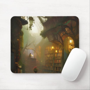 The Magical Bookstore Fantasy Art Mouse Pad
