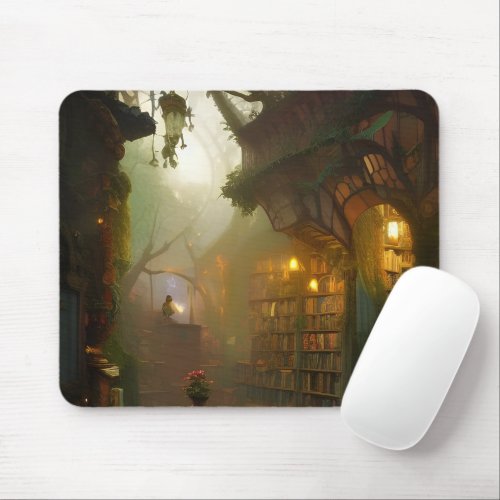 The Magical Bookstore Fantasy Art  Mouse Pad
