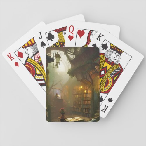 The Magical Bookstore Fantasy Art   Playing Cards