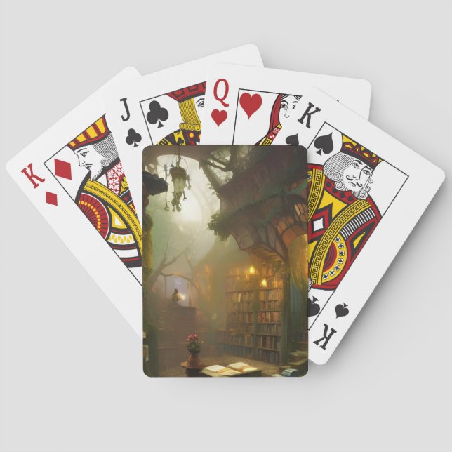 The Magical Bookstore Fantasy Art   Poker Cards (Back)