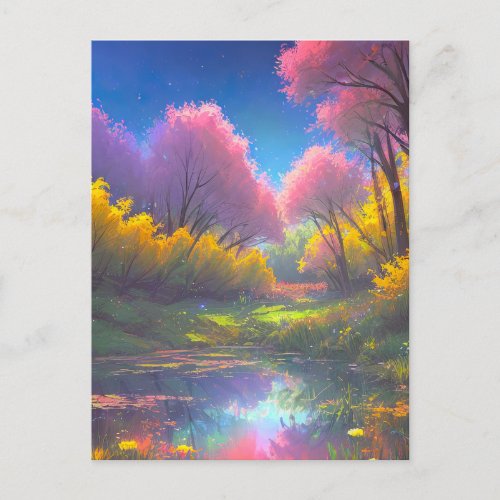 The Magical Charm of a Colorful Sunlit Swamp Postcard