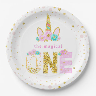 The Magical One Unicorn 1st Birthday Paper Plates