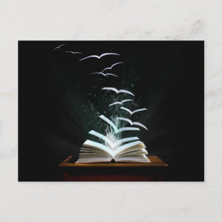 The magical world of reading postcard