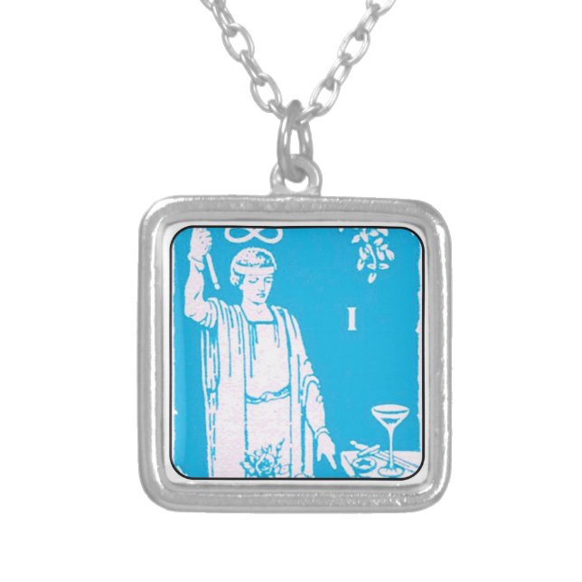 The Magician - 1960s Vending Machine Tarot Silver Plated Necklace (Front)