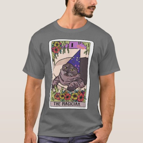 The Magician Tarot Card Funny Cat Lover Wizard Mag T_Shirt