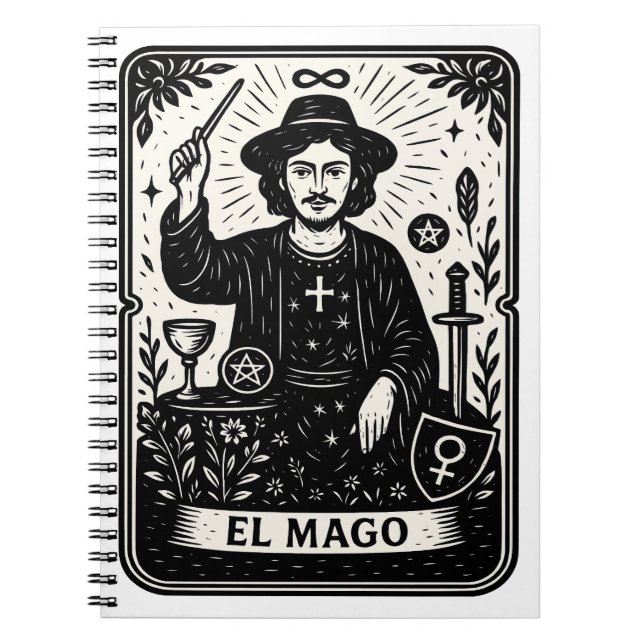 The Magician Tarot Card Print  Notebook (Front)