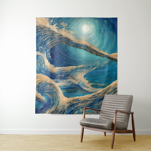 The Magnificence of a Blue Ocean Wave Tapestry (In Situ)