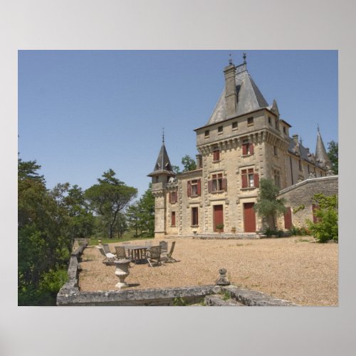 The magnificent Chateau de Pressac and garden Poster