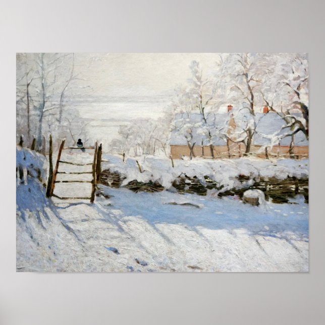 The Magpie (1868–1869) Claude Monet snow landscape Poster (Front)