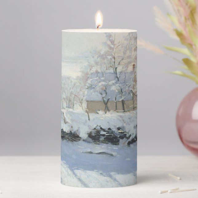 The Magpie by Claude Monet Pillar Candle (In Situ)