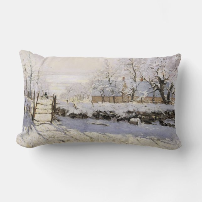 The Magpie by Monet Lumbar Pillow (Front)