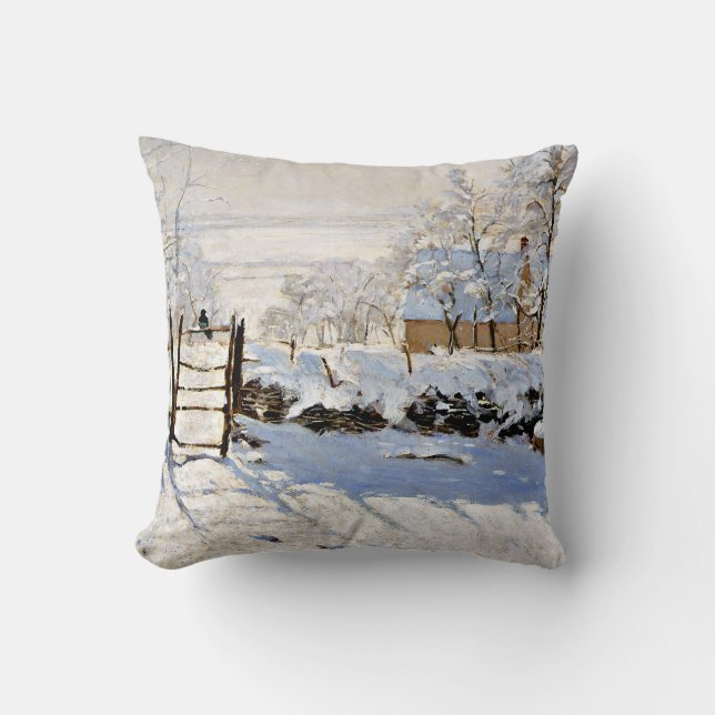 The Magpie, famous fine art painting Throw Pillow (Front)