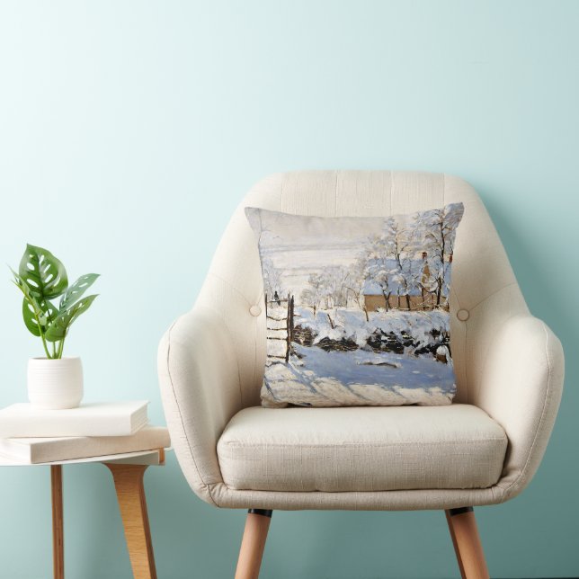 The Magpie, famous fine art painting Throw Pillow (Chair)