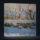 The Magpie La Pie by Claude Monet 3 Ring Binder<br><div class="desc">Snowscape painting by the French Impressionist Claude Monet depicting a solitary black magpie perched on a fence.</div>