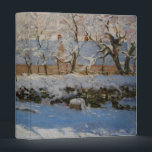 The Magpie La Pie by Claude Monet 3 Ring Binder<br><div class="desc">Snowscape painting by the French Impressionist Claude Monet depicting a solitary black magpie perched on a fence.</div>
