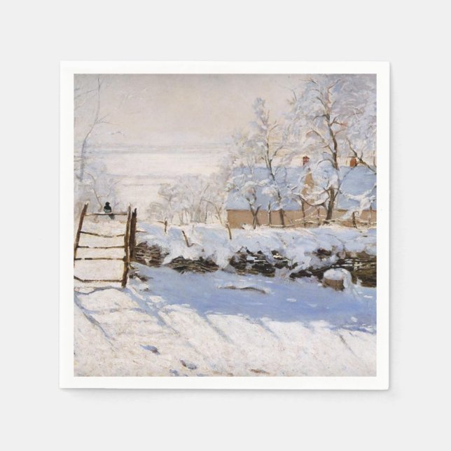   The Magpie, Monet Famous Painting Napkins (Front)