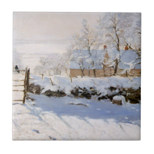 The Magpie (Snowy Winter Scene) (by Claude Monet) Ceramic Tile