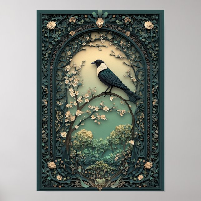 The Magpie | Spring Day Forest Art Poster (Front)