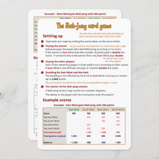 The Mah-Jong Card Game – Settling up