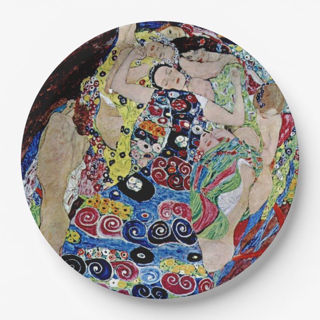 The maiden by Gustav Klimt,art nouveau,art deco,vi Paper Plates (Front)