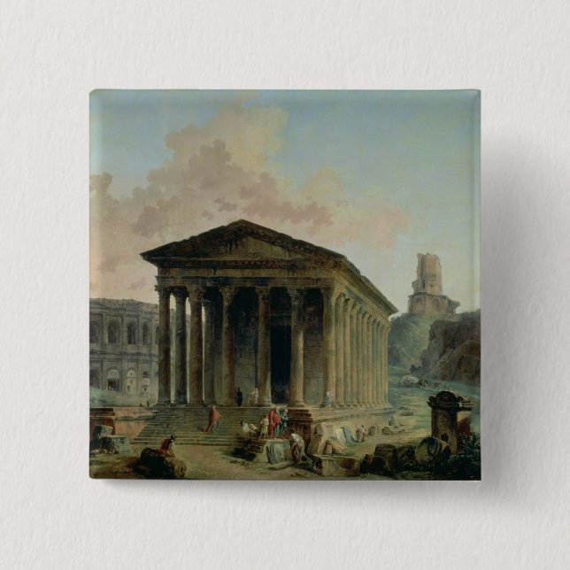 The Maison Carree with the Amphitheatre Pinback Button (Front)