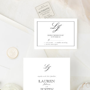 The Maison Suite Elegant Monogram Wedding Letterpress RSVP Cards