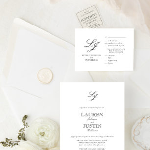 The Maison Suite Monogram Meal Choice Wedding Letterpress RSVP Cards