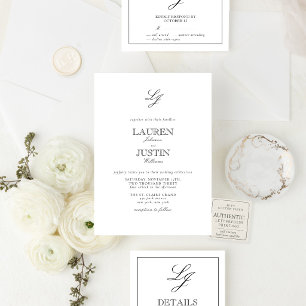 The Maison Suite Monogram Open Face Wedding Letterpress Invitation