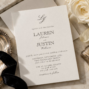 The Maison Suite Monogram Open Face Wedding Letterpress Invitation