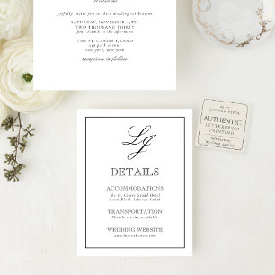 The Maison Suite Monogram Wedding Details Letterpress Enclosure Card