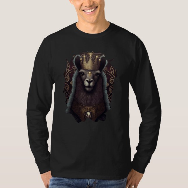 The majestic alpaca king with a crown T-Shirt (Front)