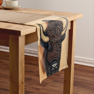 The Majestic Bison - A Symbol Of Power And Freedom Short Table Runner