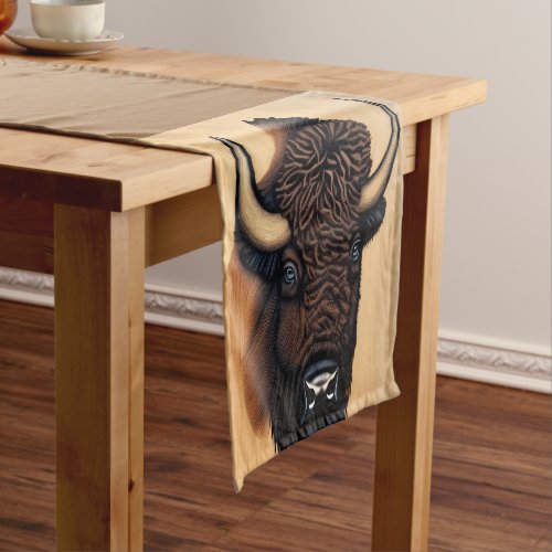 The Majestic Bison _ A Symbol Of Power And Freedom Short Table Runner